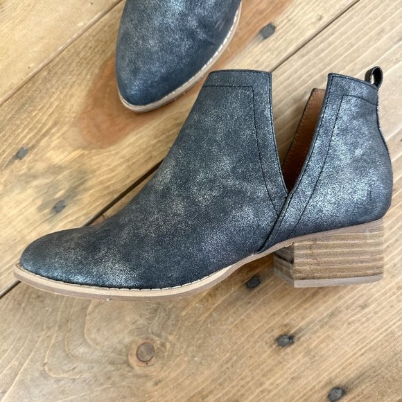 ARider Girl Marbled Finish Side V-Cut Booties‎ Boots Gray 8 - Picture 9 of 11